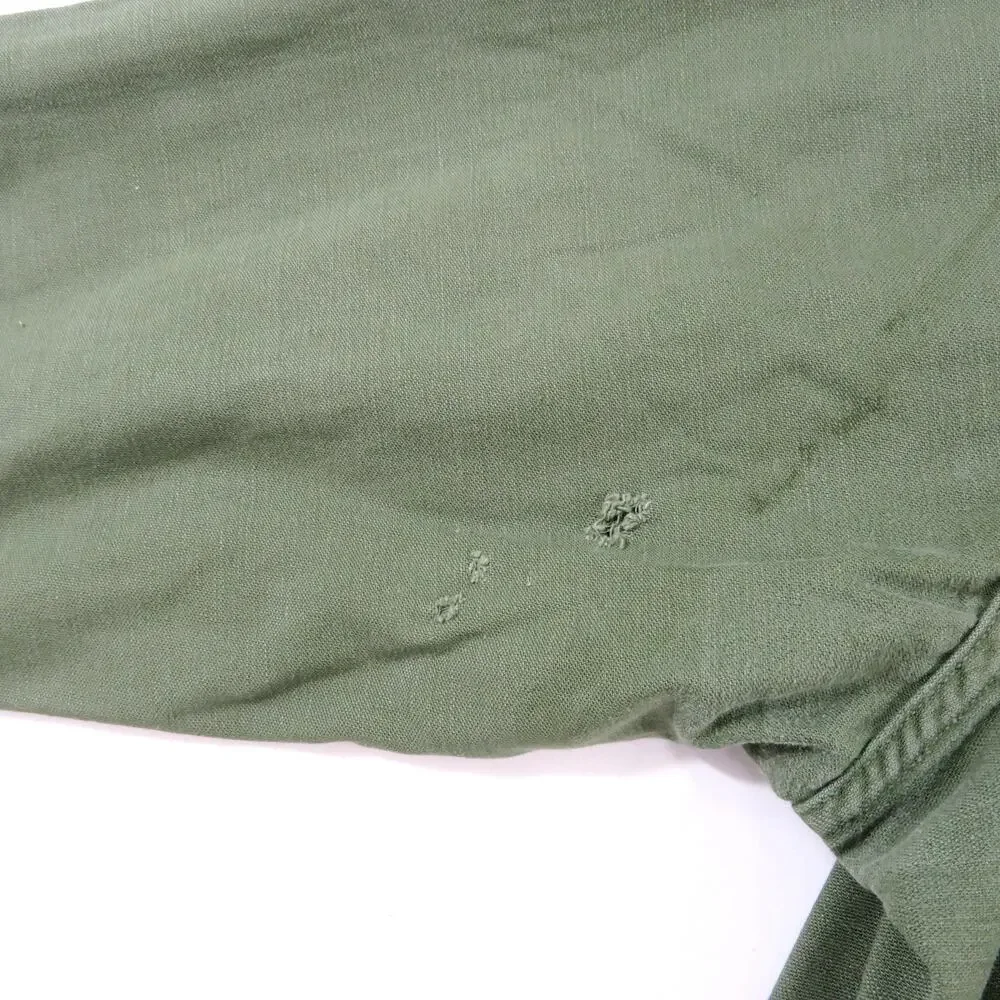 Cotton Sateen Shirt Military US Army Vietnam Era Green Sz 16 1/2 x 34 1960s